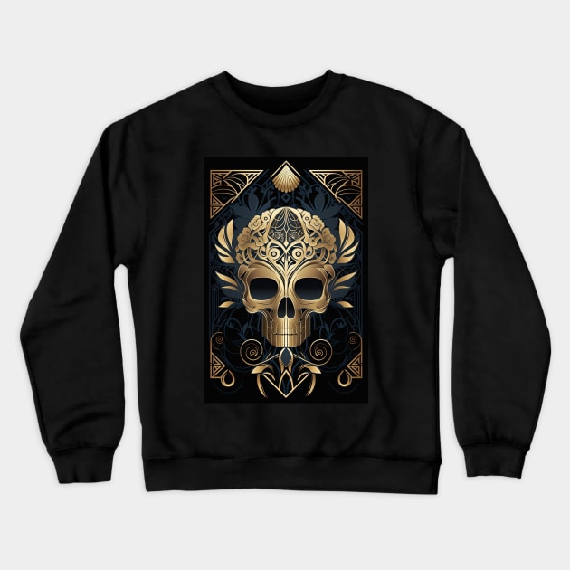 Art Deco Skull With Borders Crewneck Sweatshirt by GaudaPrime31